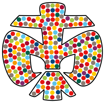 DPSG-Logo der Inklusion - eine mit bunten Punkten gefüllte DPSG-Lilie