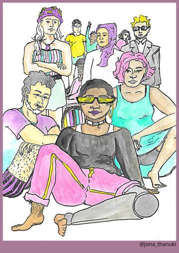 Zeichnung des Künstlers Jonathanuki von mehreren vielfältigen Menschen